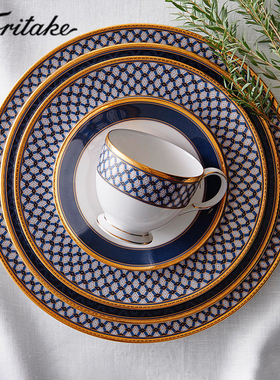 Noritake则武 BLUESHIRE骨瓷餐盘盘子菜盘家用西餐平盘套装