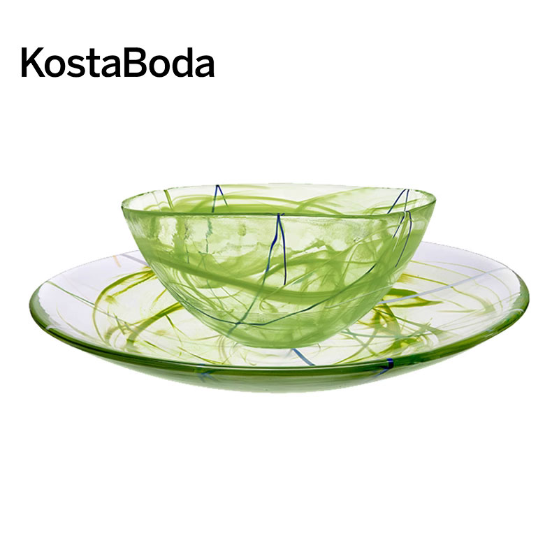 KOSTA BODA进口水晶玻璃碗家用水果碗CONTRAST彩色创意果盘沙拉碟
