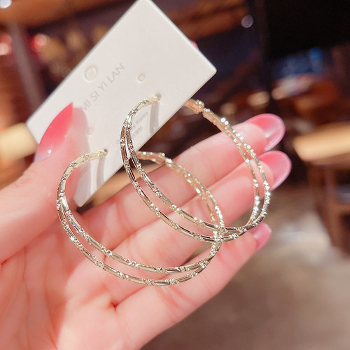 s925银针大耳圈  显脸小耳饰 时尚素圈耳环