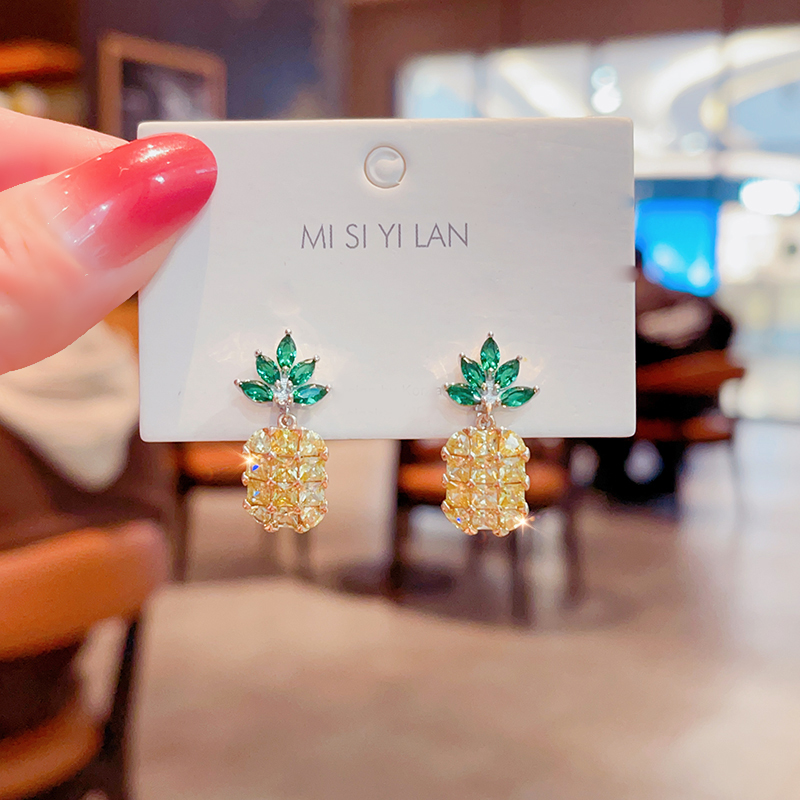 輕奢鋯石菠蘿耳夾無耳洞耳環