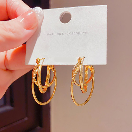 金属扭曲立体缠绕耳圈时尚耳环