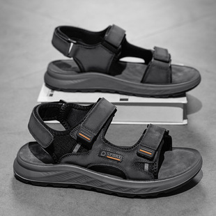 户外防滑运动休闲沙滩鞋 萬大東凉鞋 潮流真皮软底男士 男25夏季 款