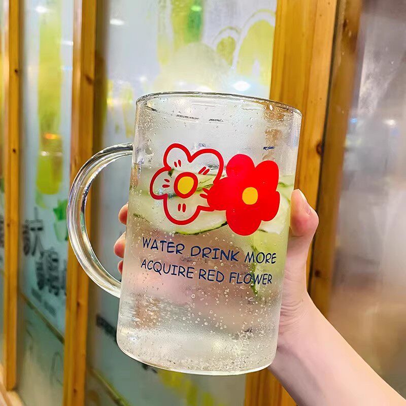 大容量啤酒杯2026新款透明奶茶可乐杯高硼硅带吸管家用女玻璃水杯