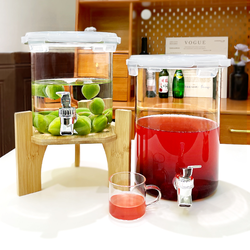 耐高温玻璃调酒桶带龙头泡酒罐葡萄酿酒瓶家用水果茶桶自助饮料桶