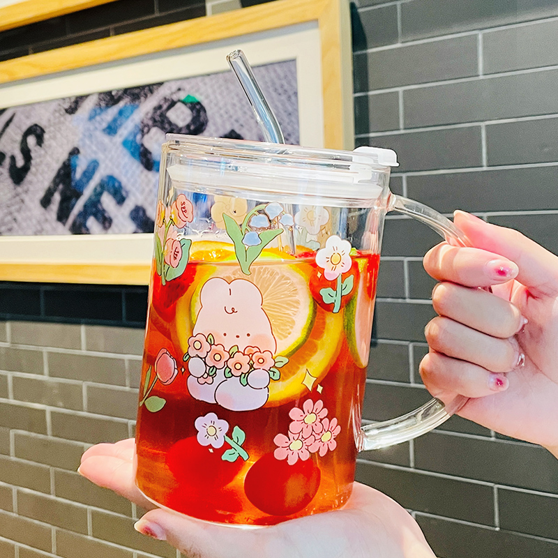 卡通喝水杯子带盖子吸管杯