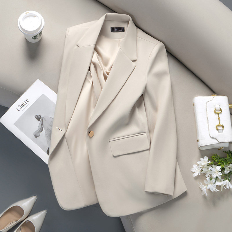 米白色高级感夹棉西装外套女2025春秋冬季小个子休闲独特西服上衣