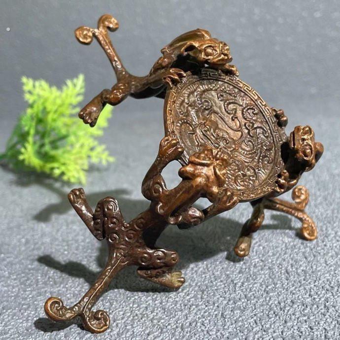 古风老式仿古做旧三龙盖置搁架茶壶盖架茶具配件茶道具烛台摆件
