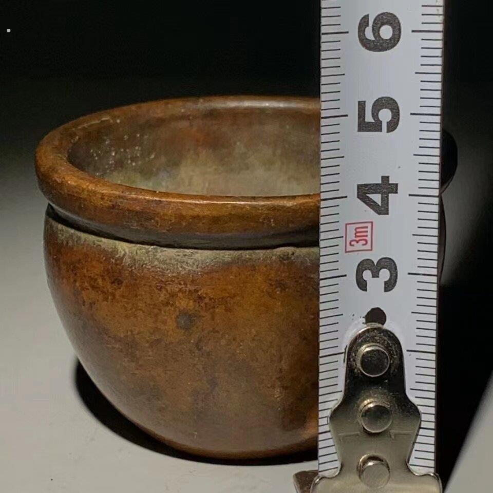 古董大明宣德年制黄铜缸摆件老物件旧货老铜器古玩收藏品