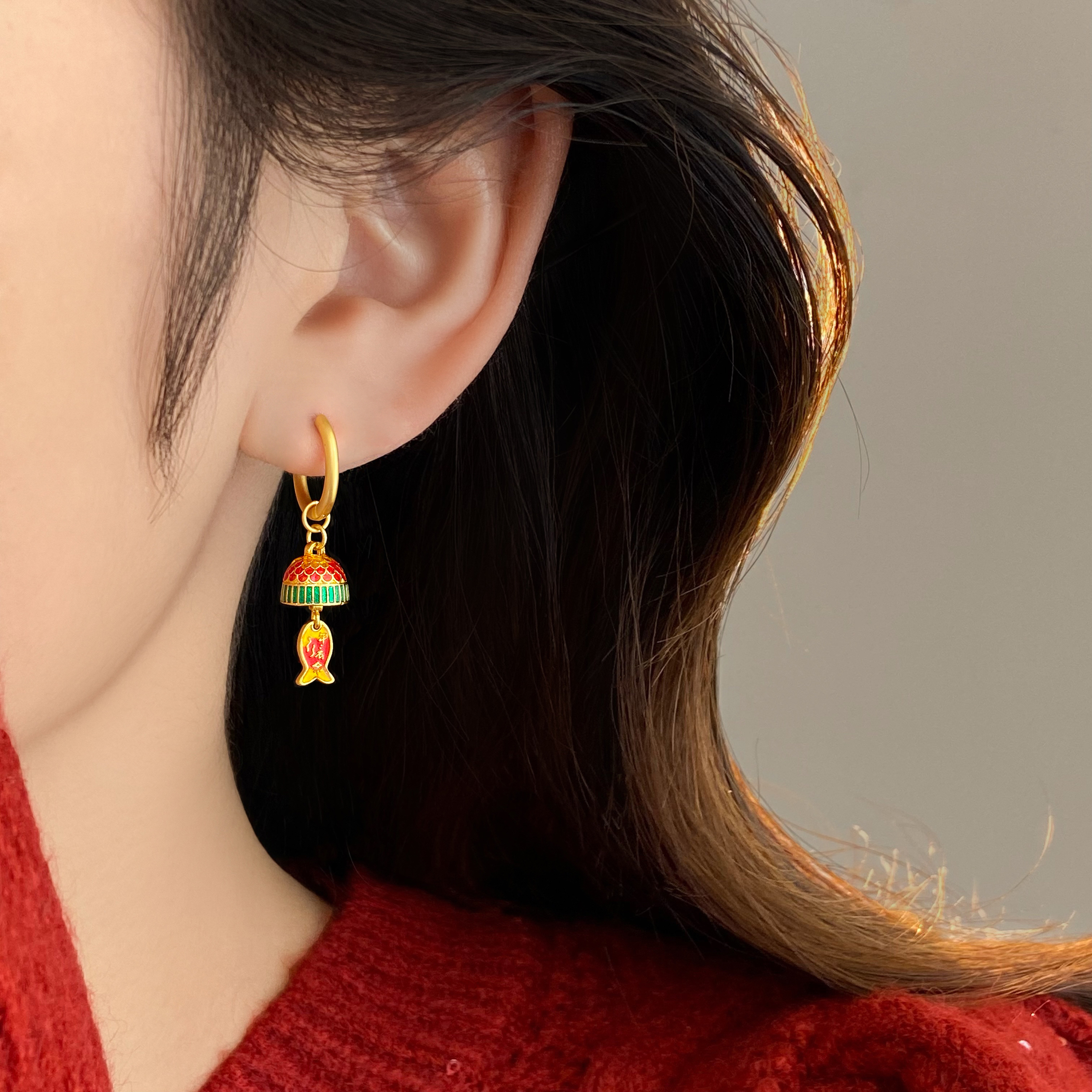 【活动价】年年有余新中式耳扣无耳洞耳夹耳环2024新款爆款秋冬耳钉耳饰爆款