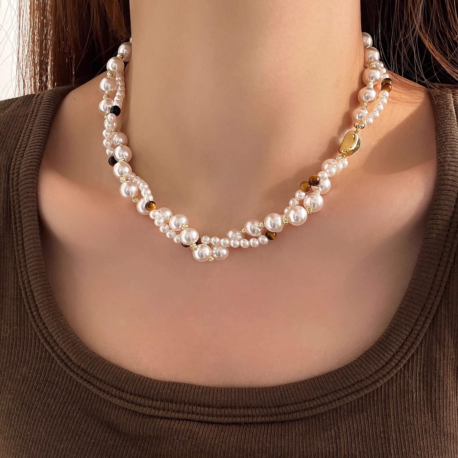 美拉德双层轻奢秋冬珍珠项链