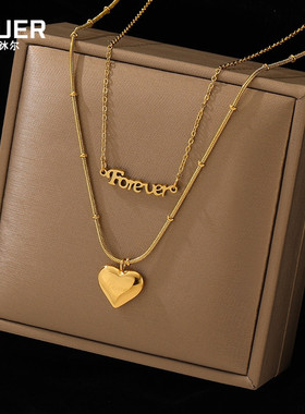 双层叠戴爱心毛衣链2025年新款