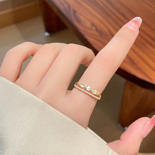 猫眼石戒指女ins潮时尚个性轻奢小众精致设计感开口食指戒新款