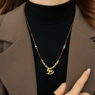 马到成功小马生肖秋冬高档毛衣链项链女款2026新款毛衣装饰配饰