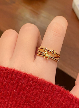 马年生肖红色开口戒指女2025新款爆款小众设计食指环轻奢高级感