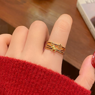 马年生肖红色开口戒指女2026新款爆款小众设计食指环轻奢高级感