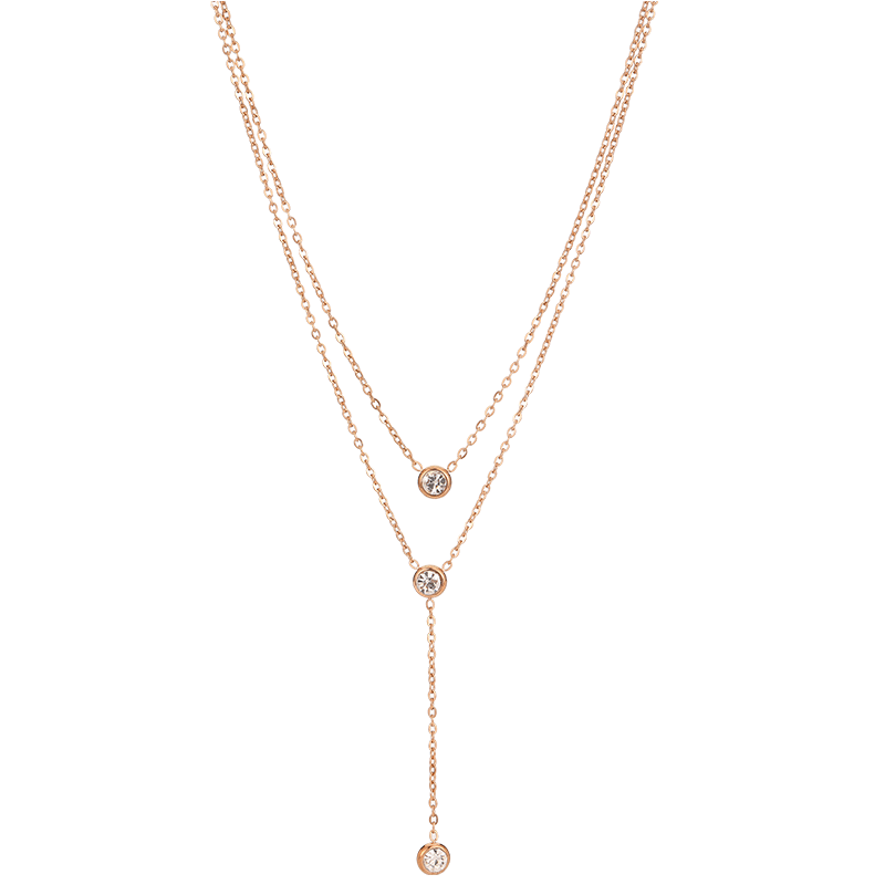 锆石双层长款吊坠韩国配饰项链