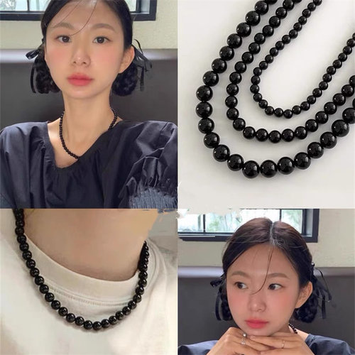 新款黑玛瑙项链气质女