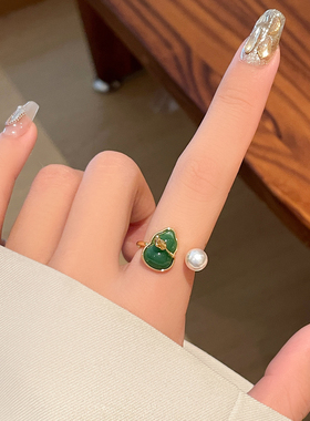 金色高级感葫芦开口戒指女2025新款爆款食指环轻奢小众设计饰品