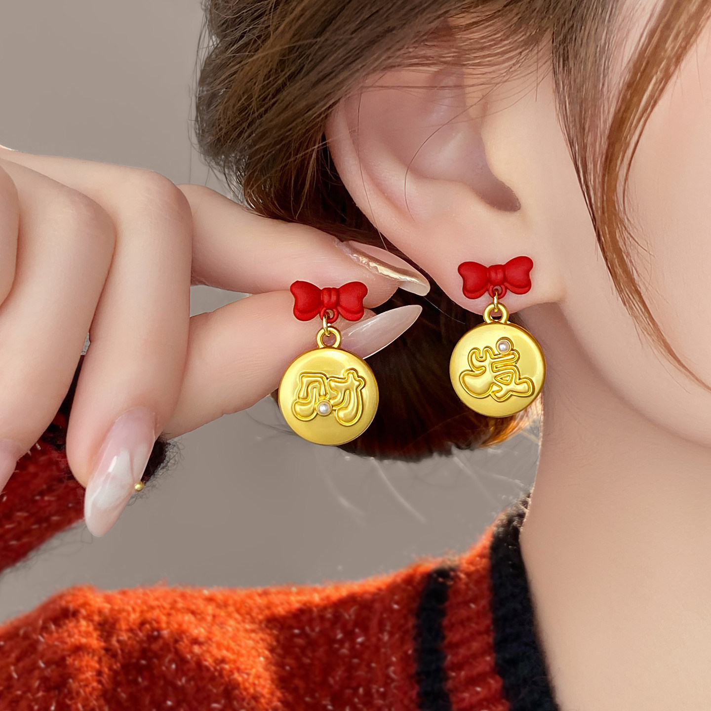 发财喜庆红色耳钉高级感轻奢耳环2026新款爆款新年独特漂亮耳饰女,饰品/流行首饰/时尚饰品新,耳环,淘宝优惠券,粉丝福利购,淘宝优惠卷