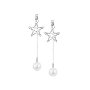 金晨孤注一掷同款耳环女气质百搭长款星星珍珠流苏耳饰2026年新款