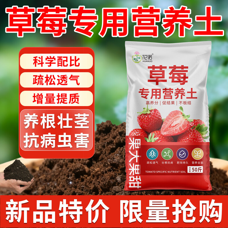 草莓专用营养土阳台草莓苗盆栽养花种植土瓜果养花泥土蔬菜通用土