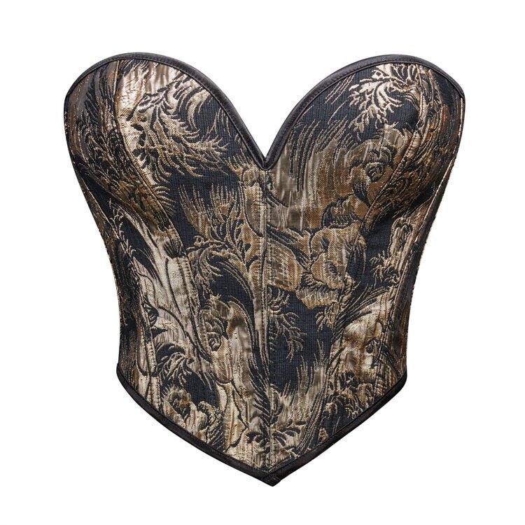 新款黑金女士抹胸聚拢紧身宫廷胸衣外穿束腰美体上衣corset