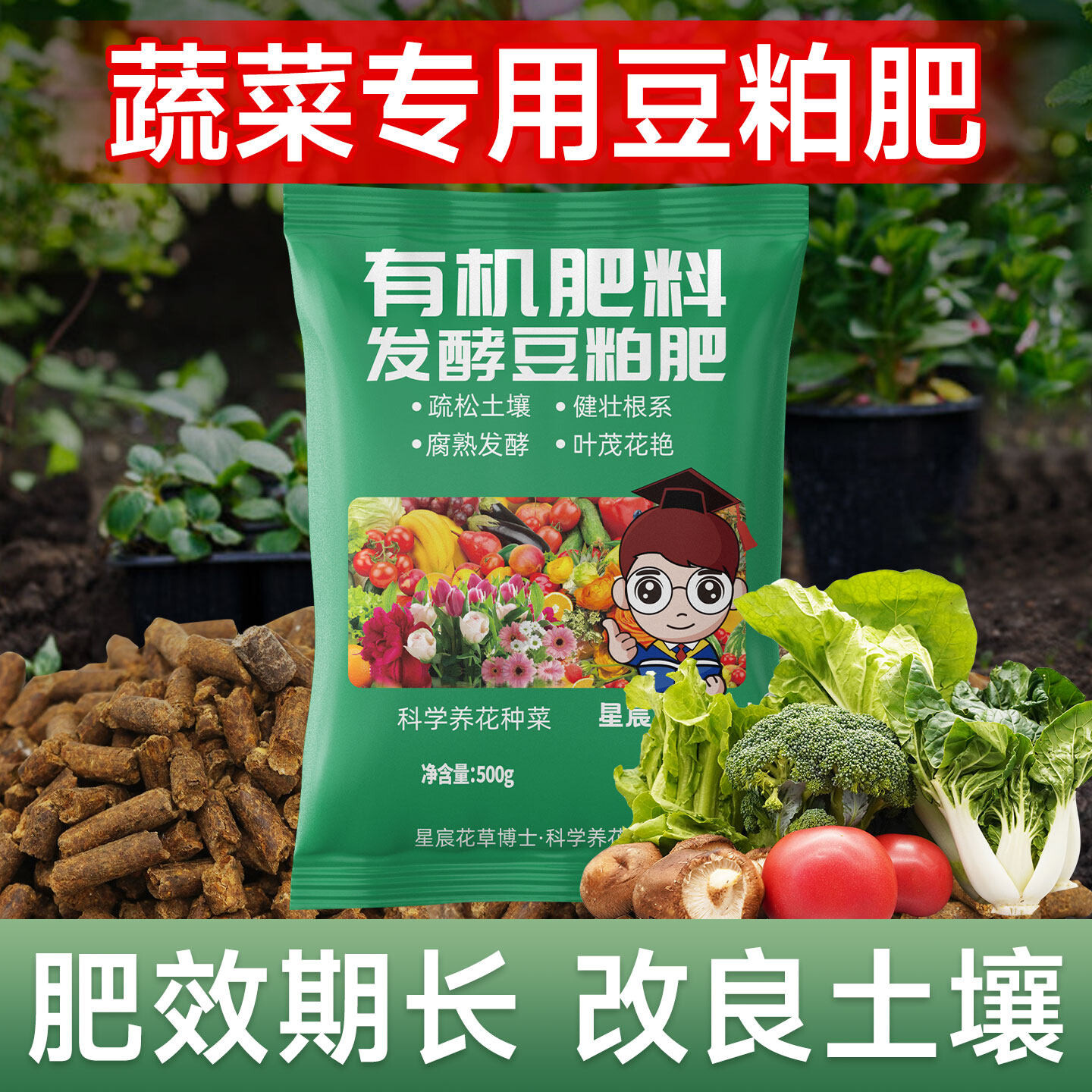 蔬菜专用肥发酵豆粕有机肥家用种菜用的豆饼肥西红柿黄瓜通用肥料