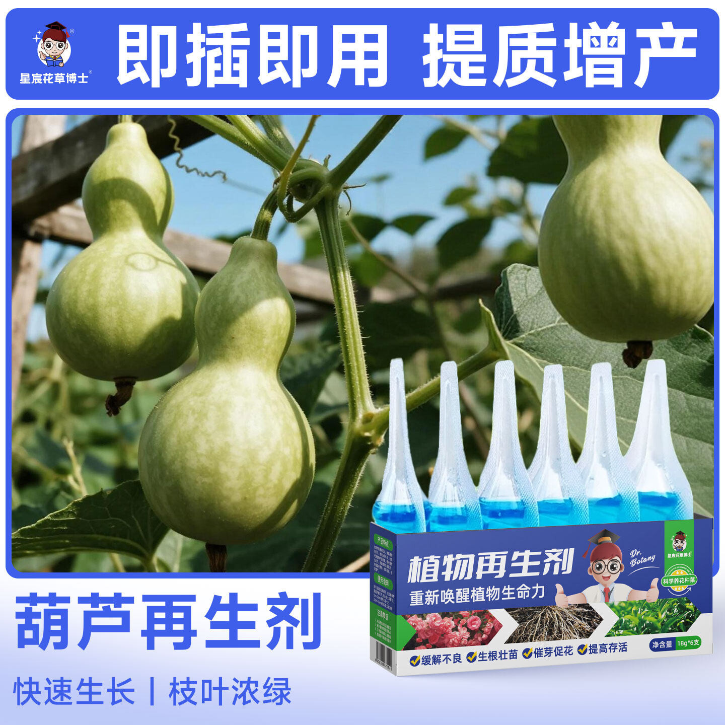葫芦专用肥料植物再生剂盆栽种植营养液果树增产果实膨大通用花肥