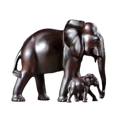 母子象仿古风吉祥酒柜红木黑檀