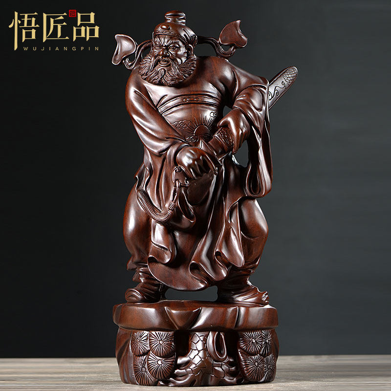 黑檀实木雕刻天师福神钟馗神像摆件家居客厅装饰品工艺品店铺供奉