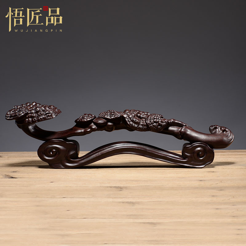 如意摆件灵芝挂件红木玄关工艺品