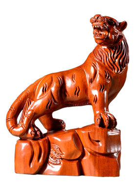 雕刻生肖虎红木家居客厅工艺品