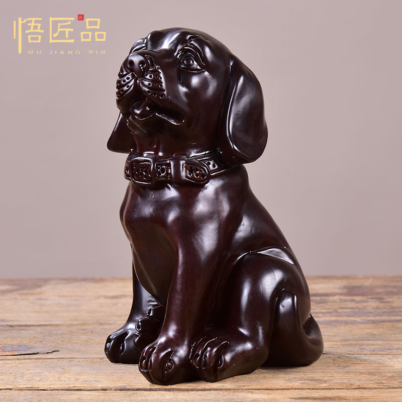 黑檀木雕狗摆件客厅木制十二生肖工艺礼品摆饰客厅实木狗红木玄关