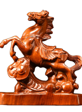 摆件如意生肖桌面装饰礼品木雕马