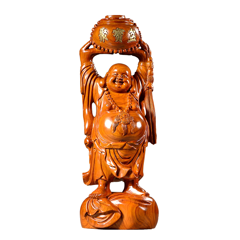 弥勒佛摆件电视柜红木工艺品