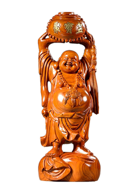 弥勒佛摆件电视柜红木工艺品