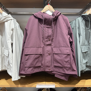 女装26秋冬新款休闲连帽外套登山服百搭宽松大口袋工装夹克487396