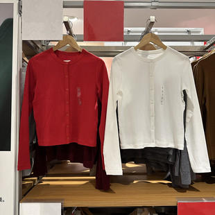 长袖 提花罗纹印花开衫 T恤打底衫 空调衫 485717 女装 484939 26年新款