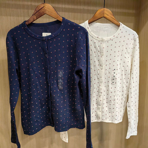 提花罗纹开衫长袖T恤打底空调衫