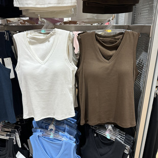 日系女装V领bra背心加杯背心带胸垫打底衫吊带内搭26夏新款482330