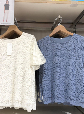 u家试衣间女装夏季t恤蕾丝设计