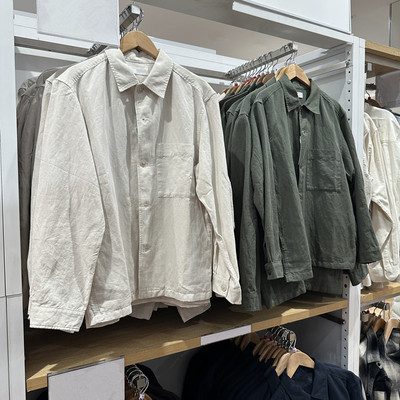 棉麻衬衫式茄克/长袖外套