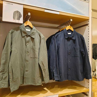 新款 休闲外套夹克C477557 日单男装 25春季 茄克 长袖 式 女装 棉麻衬衫