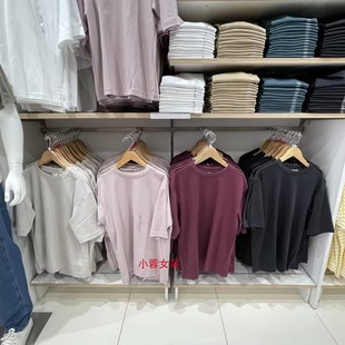 女装 打底衫 2023夏季 T恤五分袖 455359 宽松圆领短袖 日单凉感T男装