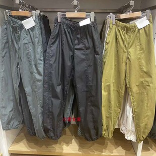 休闲工装 C469895 束脚直筒裤 宽腿裤 472526 松紧腰降落伞裤 日单女装