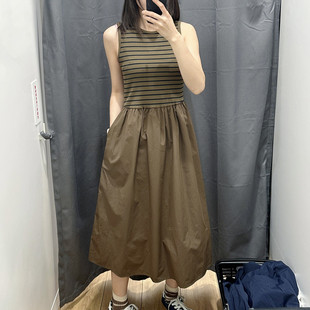 日系常规款女装拼接收腰连衣裙/无袖裙子A字长裙26春夏新款484887
