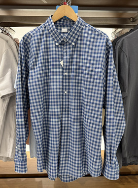 日单男装优质长绒棉格子衬衫长袖衬衣休闲棉质上衣C476016/476014