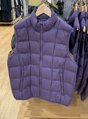 日系男装女装2025冬季空气棉服背心便携式保暖马甲立领外套483632