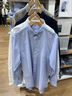 日单男装2024秋季牛津纺衬衫长袖纯色衬衣休闲外套C464929/470293