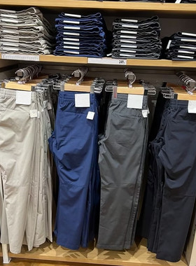 日单男装2024春秋弹力休闲长裤防晒吸湿速干修身款通勤裤455542